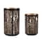 Black & Gold Forest Trees Punched Metal Candle Holder Set